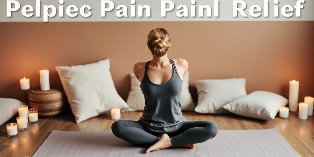 Woman practicing yoga for pelvic pain relief.